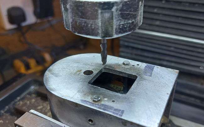 large door hole machined in firebox