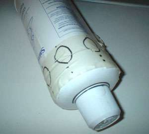 cylinder holes marked on a dummy engine